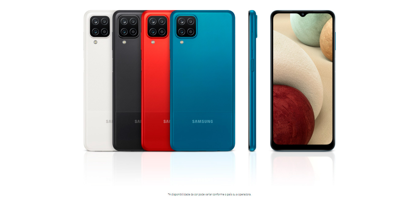  Smartphone Samsung Galaxy A12 64GB 4GB RAM Tela de 6,5 Câmera Quádrupla Traseira 48MP + 5MP + 2MP + 2MP Frontal de 8MP Bateria 5000mAh Preto